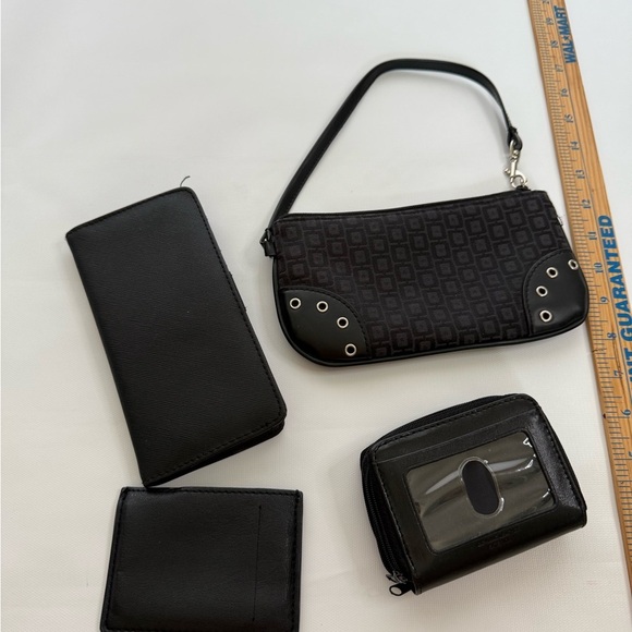 Black Wristlet and Wallet lot4 pieces total checkbook card holder - Picture 2 of 6